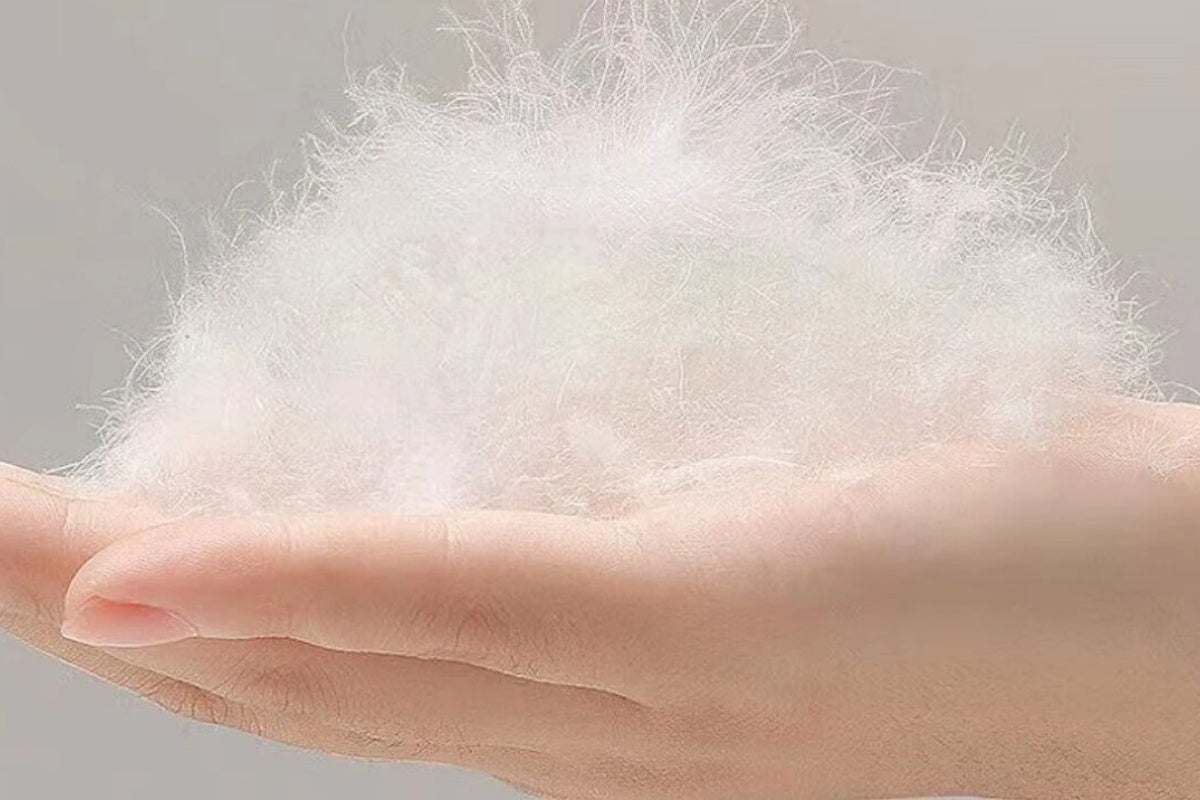 Hand feel test: Premium down is soft and delicate with no prickly sensation