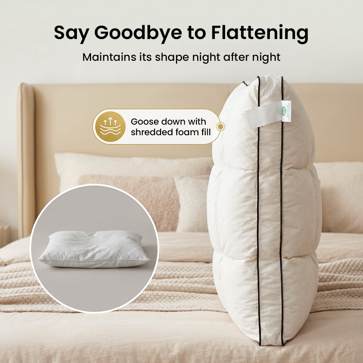 Goose Down Puff Pillow
