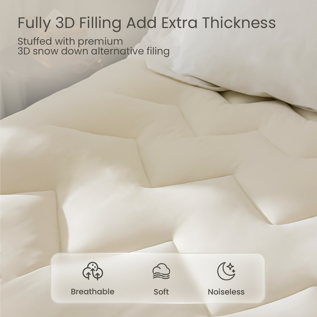 Soft & Cozy 3D Fill Cooling Mattress Topper – Luxurious Comfort