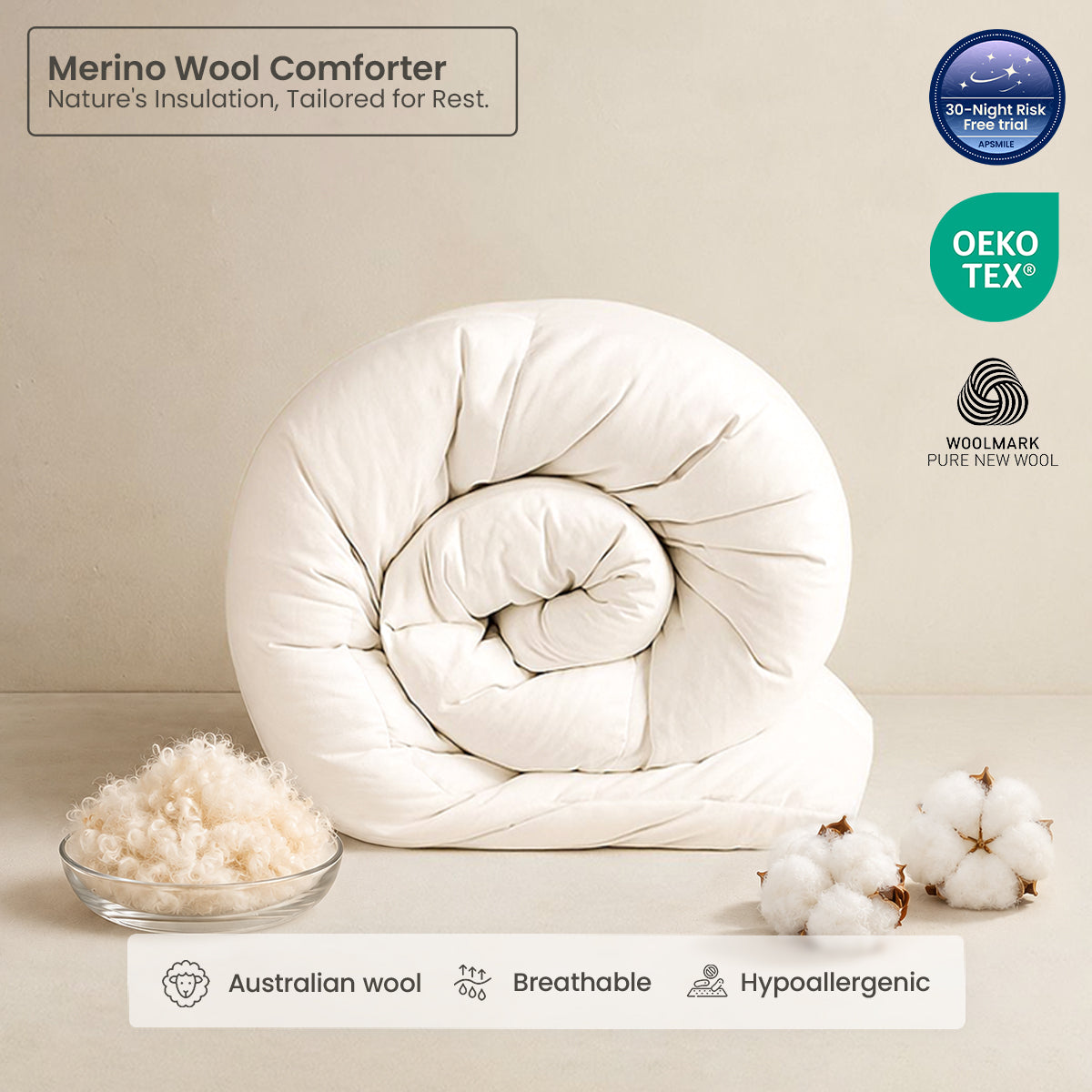 Cloud-Light™ Merino Wool Duvet Insert & Comforter