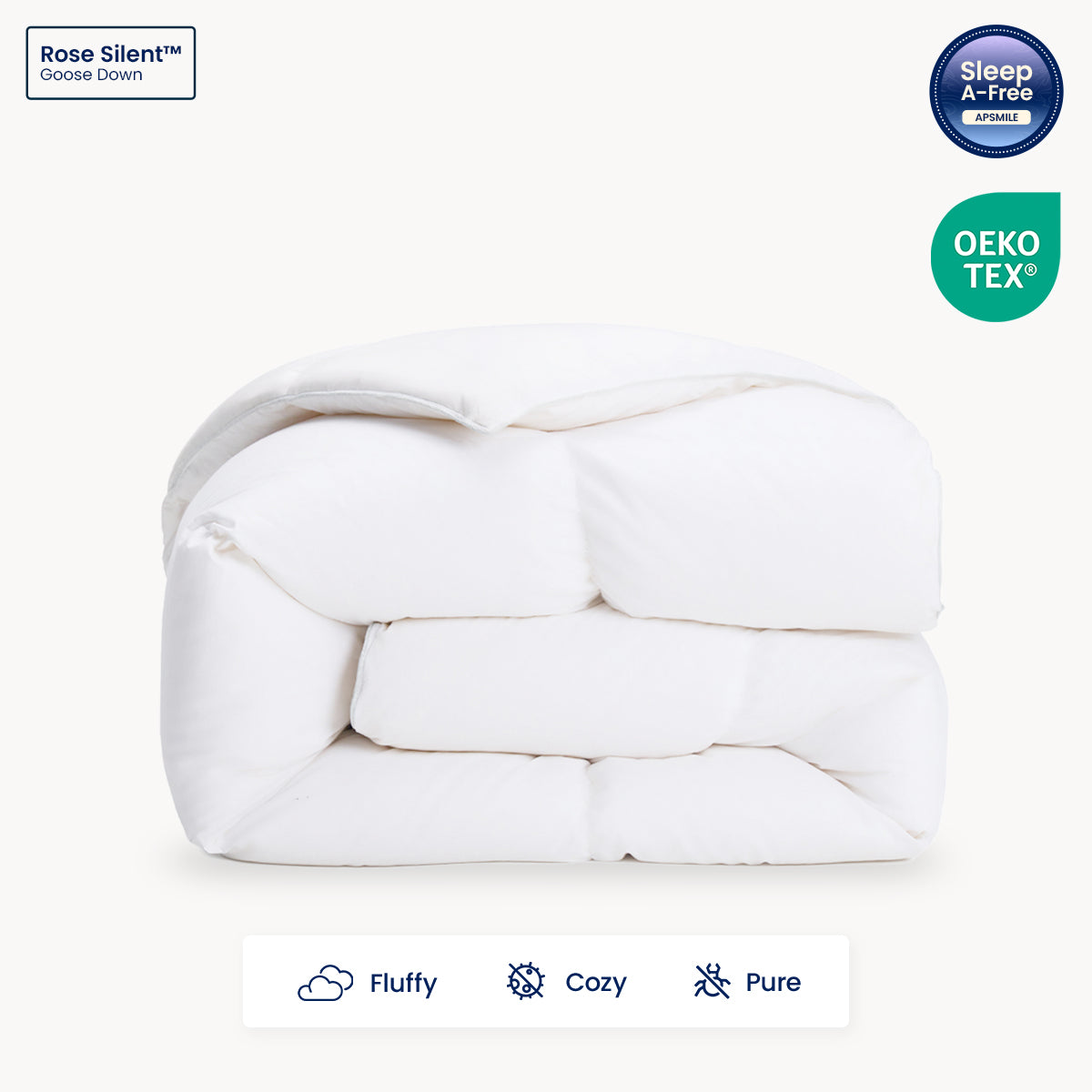 Rose Silent™ Smooth Goose Down Duvet Insert Deep Sleep King Down Comforter Baffle Box