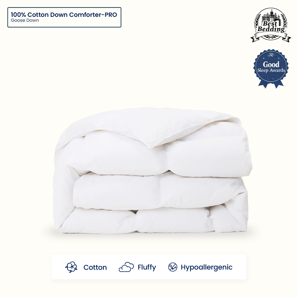 100%Organic Cotton Fluffy Down Comforter - PRO All-Season