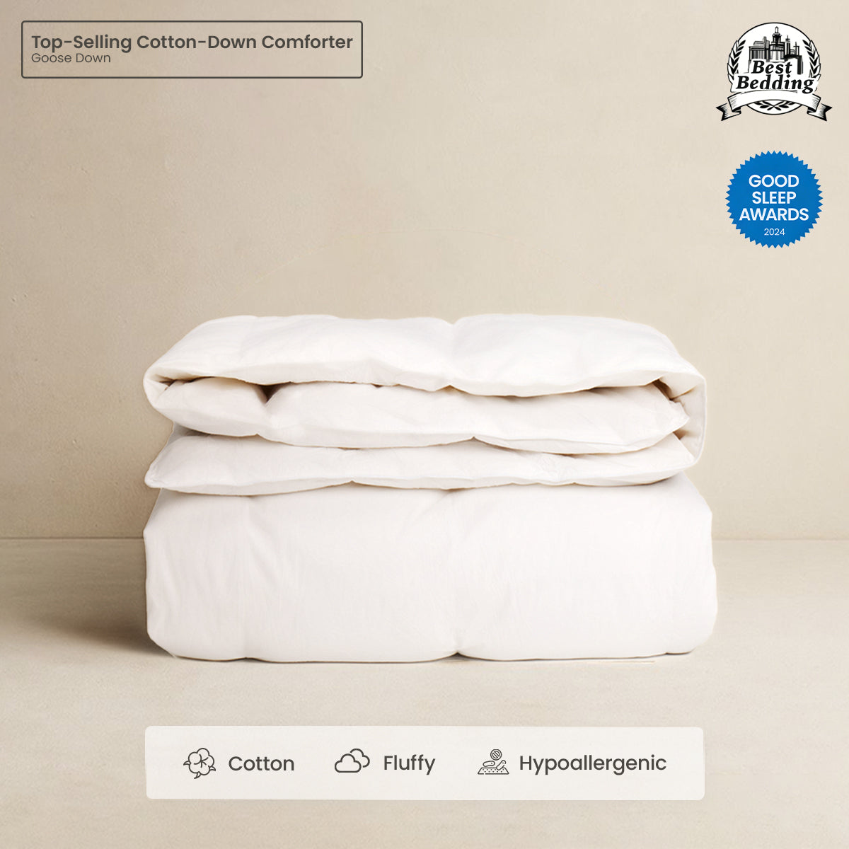 Bettdecke aus 100 % Bio-Baumwolle mit Federn und Daunen