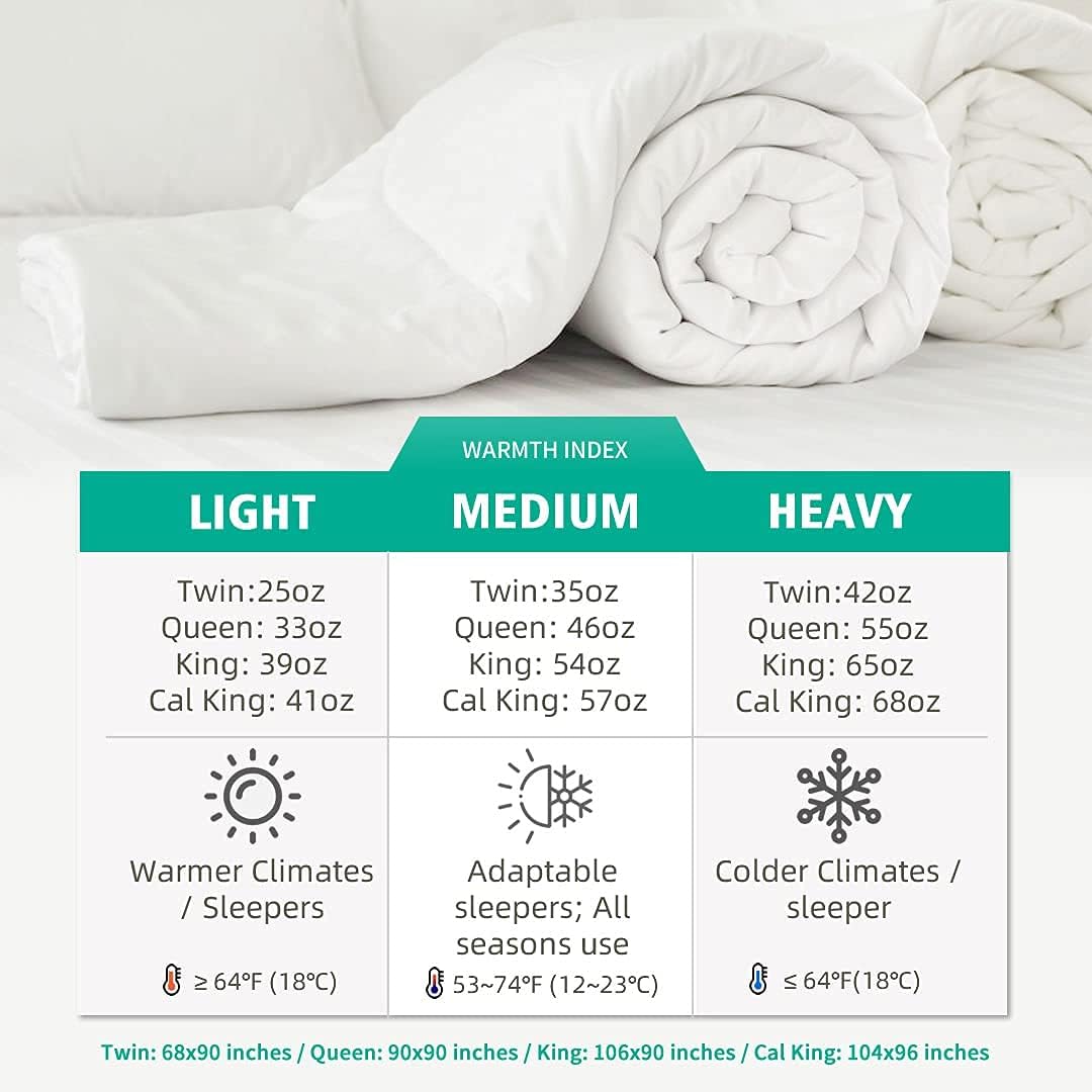 APSMILE Lightweight Down Fiber Comforter Full/Queen, 100% Cotton Duvet Insert