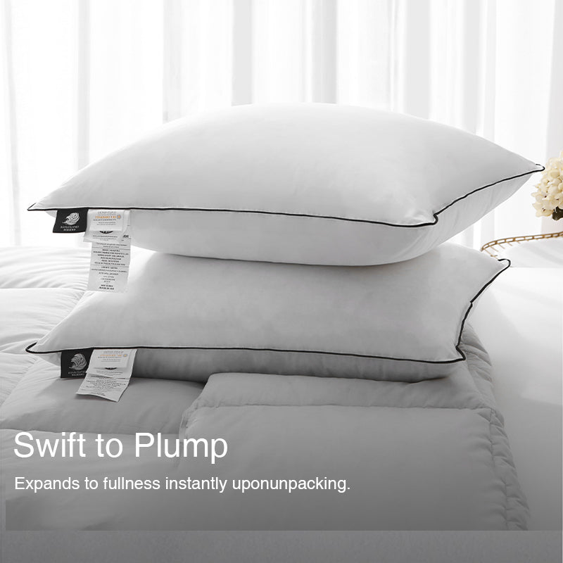 3D Duvet Pillows-Organic Goose Down Feather Pillows for Sleeping, Soft/Medium Bed Pillow Inserts for Stomach/Back Sleepers