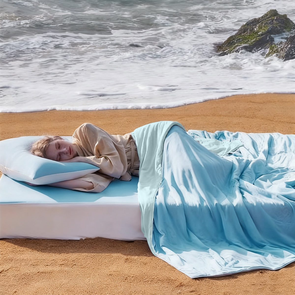 BlueCool™ Cooling Silk Comforter-Sky Blue