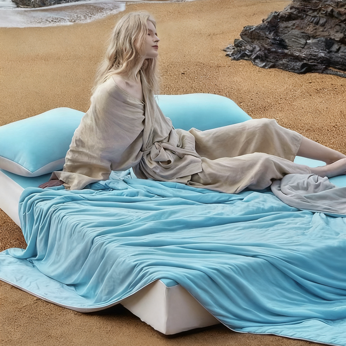 BlueCool™ Cooling Silk Comforter-Sky Blue