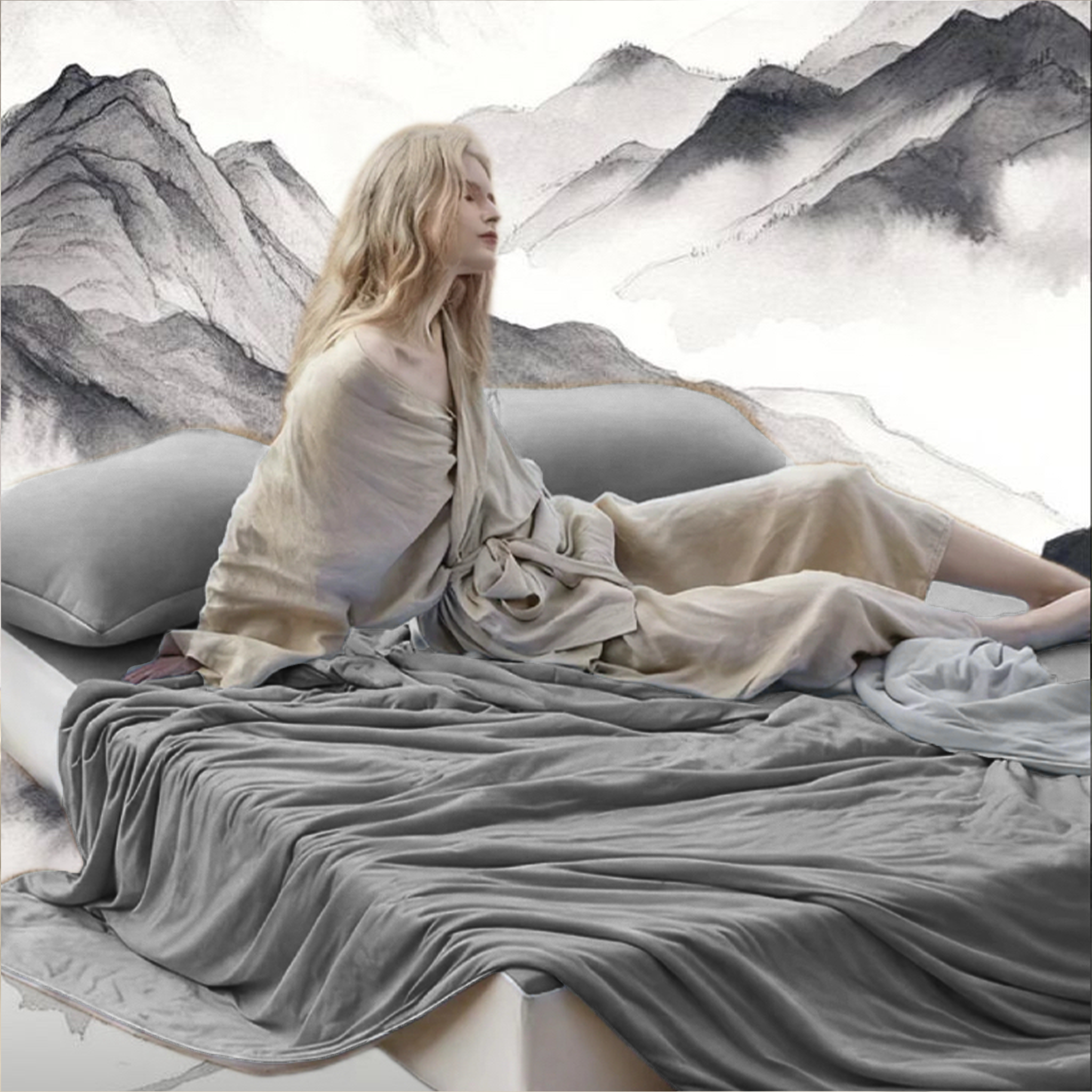 Climaloft™ Cooling  Silk Comforter-Slate Gray