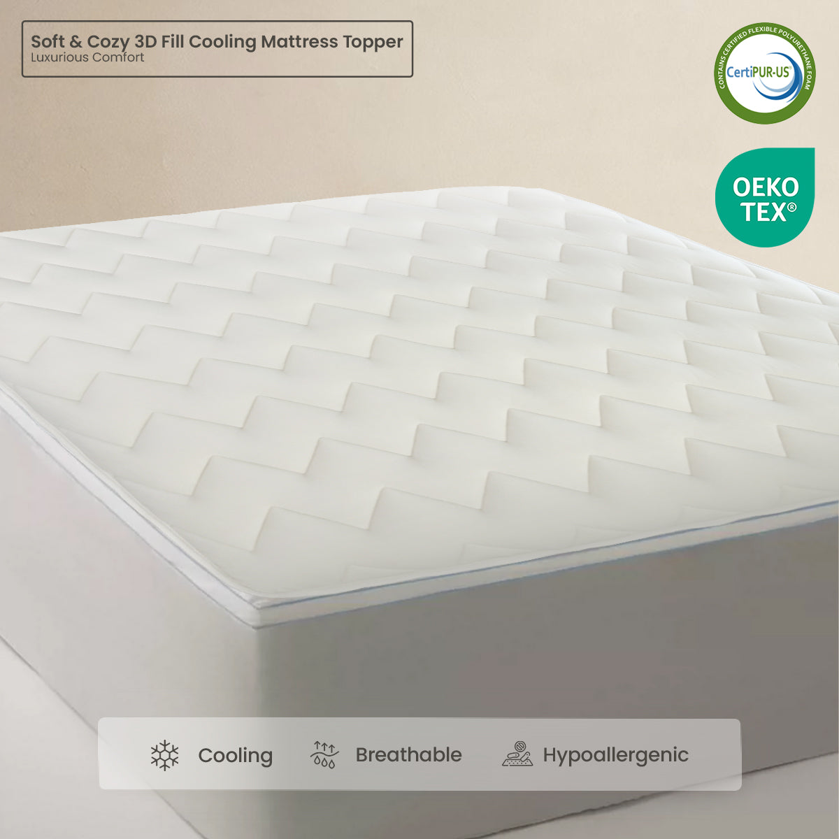 Soft & Cozy 3D Fill Cooling Mattress Topper – Luxurious Comfort