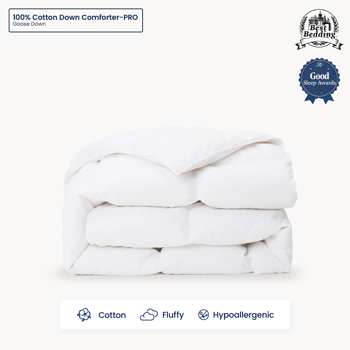 100% Organic Cotton Fluffy Light Weight Down Comforter Queen White- PRO