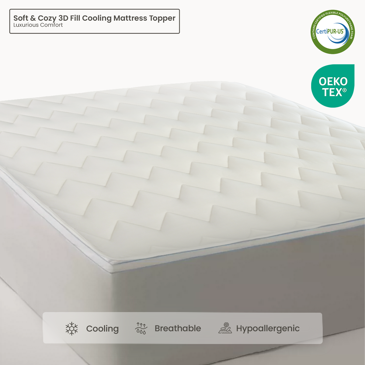 Soft & Cozy 3D Fill Cooling Mattress Topper – Luxurious Comfort