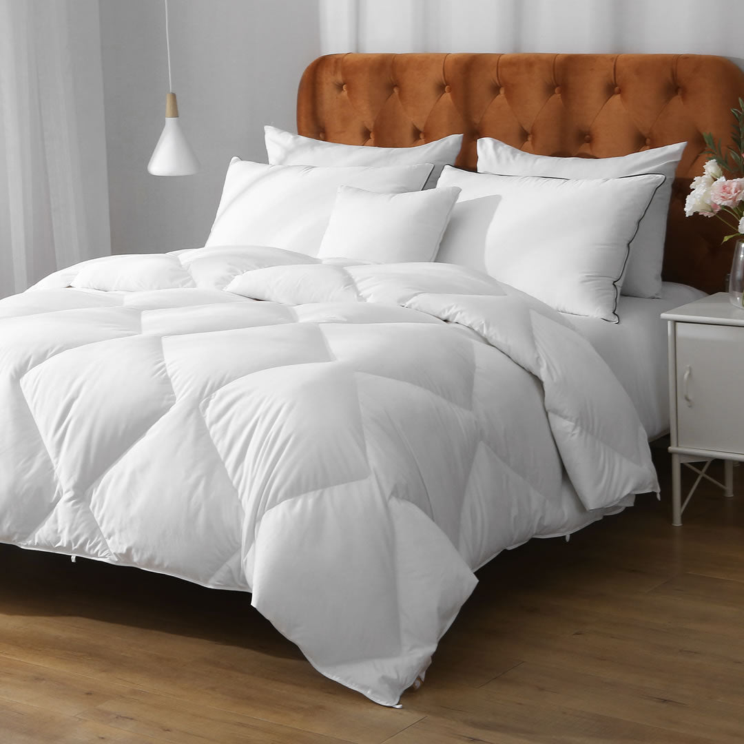 Ergonomic Goose Feathers Down Comforter | Organic Cotton Duvet Insert | Lightweight, All-season, and Winter-weight Available