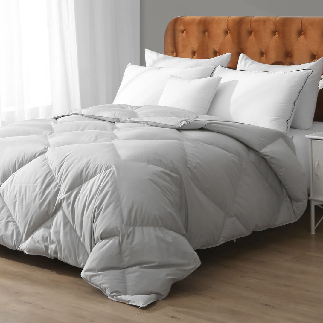 Ergonomic Goose Feathers Down Comforter | Organic Cotton Duvet Insert | Lightweight, All-season, and Winter-weight Available