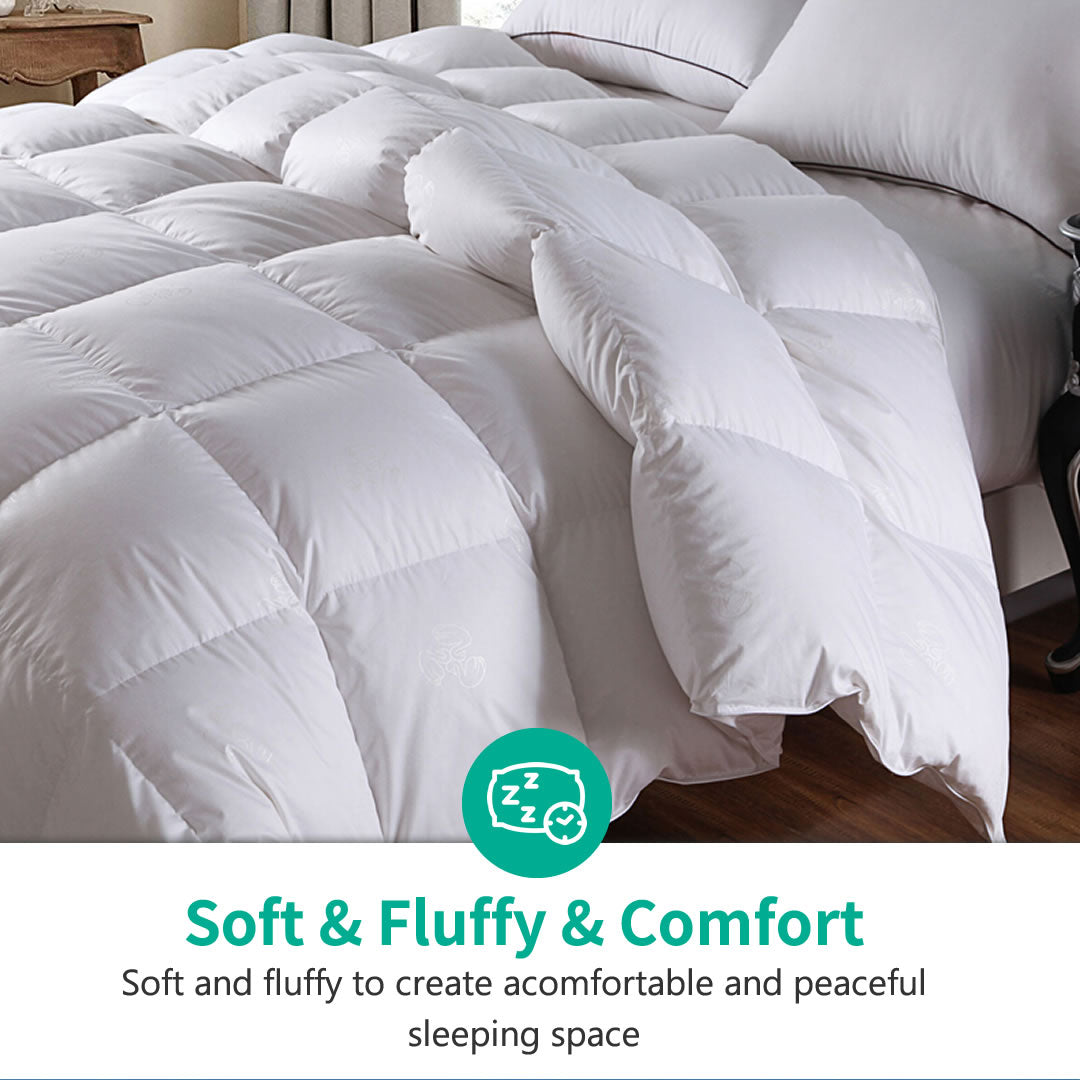 Classic Organic Goose Feather Down Comforter, Lightweight, All-Season and Winter-weight Feather & Down Duvet Insert