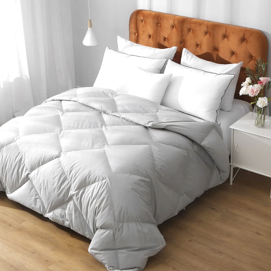 Ergonomic Goose Feathers Down Comforter | Organic Cotton Duvet Insert | Lightweight, All-season, and Winter-weight Available