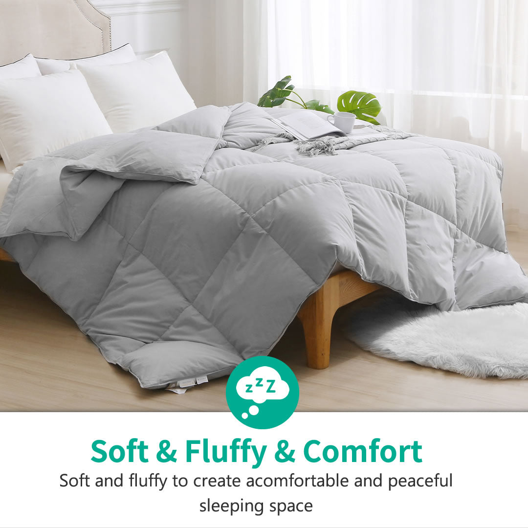 Classic Organic Goose Feather Down Comforter, Lightweight, All-Season and Winter-weight Feather & Down Duvet Insert