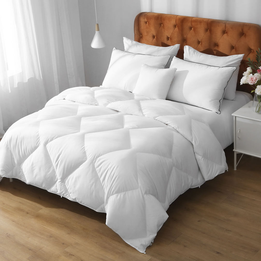 Ergonomic Goose Feathers Down Comforter | Organic Cotton Duvet Insert | Lightweight, All-season, and Winter-weight Available