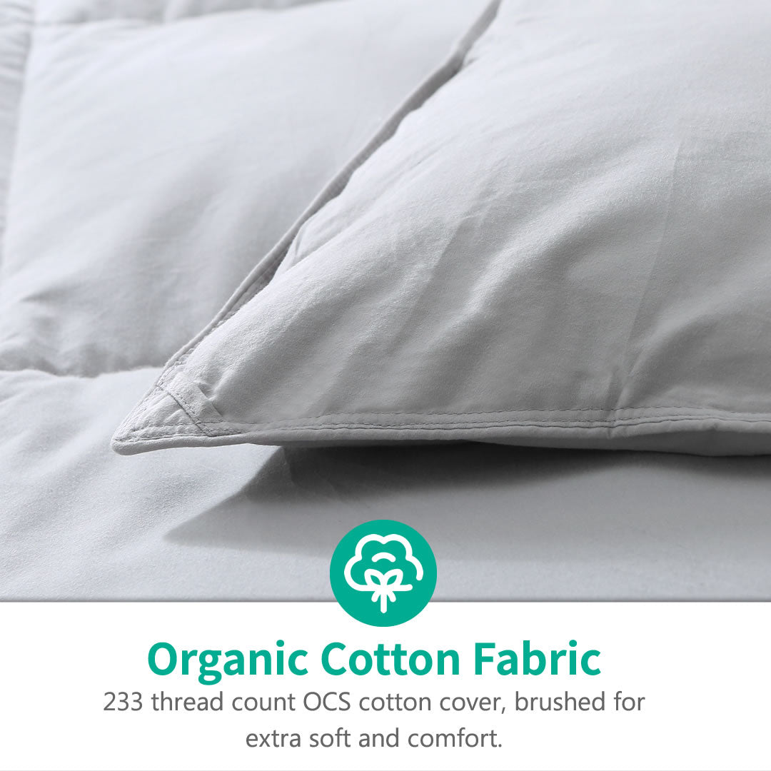 Classic Organic Goose Feather Down Comforter, Lightweight, All-Season and Winter-weight Feather & Down Duvet Insert