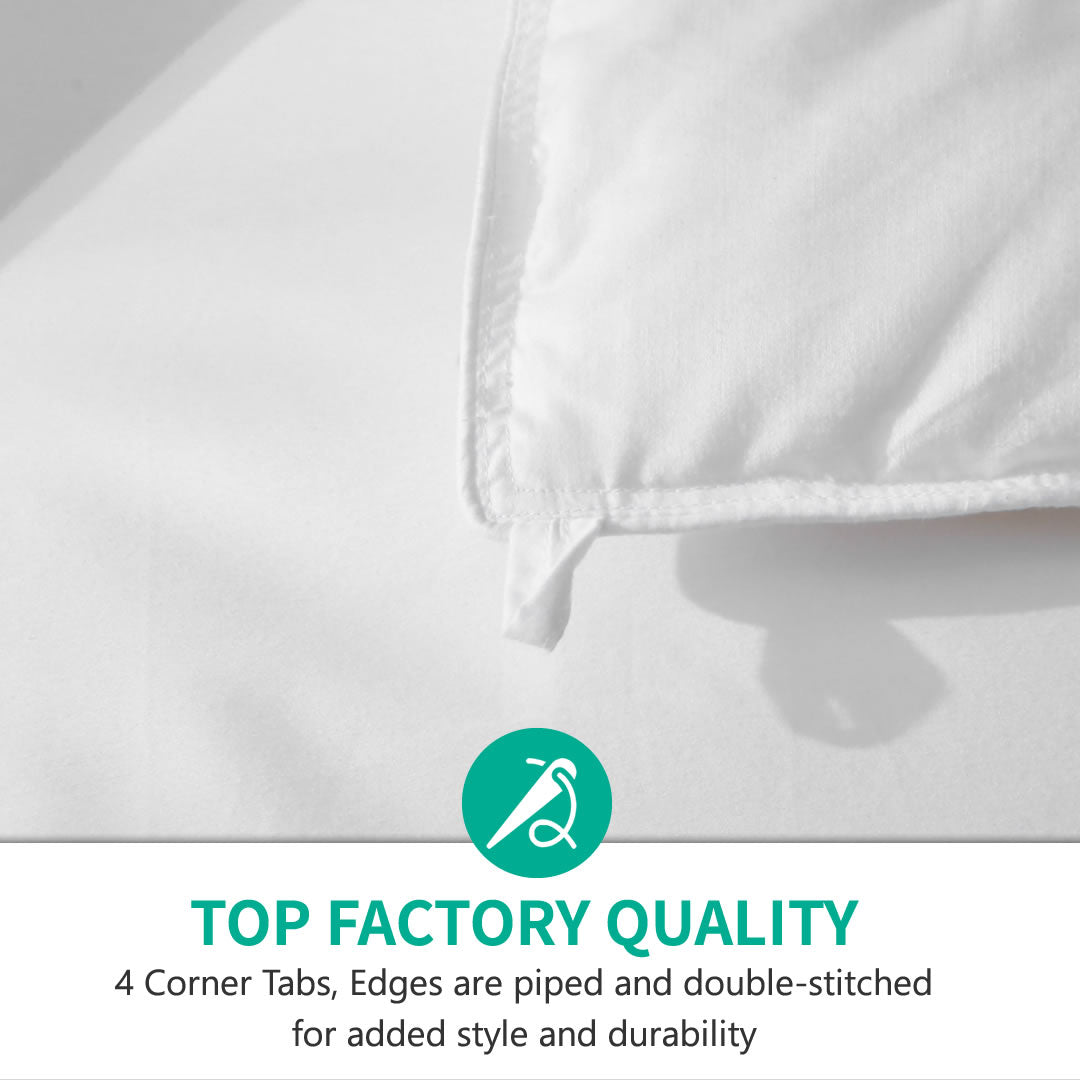 Ergonomic Goose Feathers Down Comforter | Organic Cotton Duvet Insert | Lightweight, All-season, and Winter-weight Available